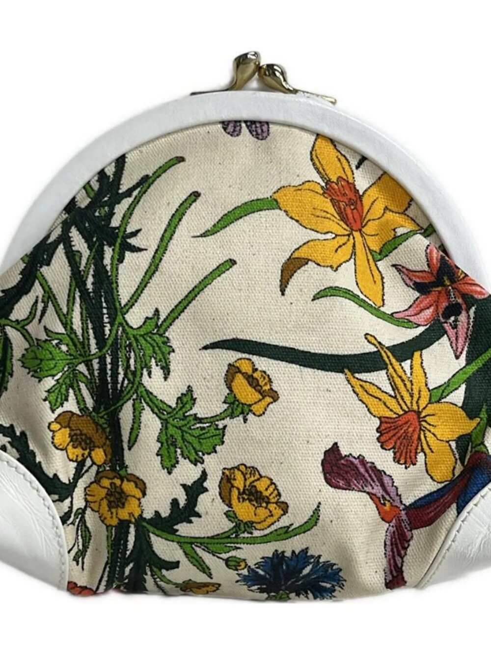 GUCCI Flora,Old Gucci - Cream Dark Green Multi Coated Canvas Leather Pouch - Picture 7 of 10